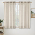 MIULEE Cream Linen Curtains 45 Inch Length 2 Panels by MIULEE