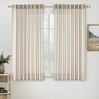 MIULEE Cream Linen Curtains 63 Inch Length 2 Panels by MIULEE