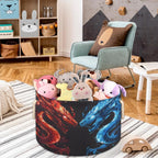 Animal Dragon Large Round Storage Basket Circle Laundry Basket with Handle Organization Collapsible Storage Bins Box Hamper for Kids Toy Clothes Nursery Bedroom Living Room Decor