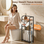 Freestanding Toilet Paper Holder Stand with Storage forSmall Bathroom Space