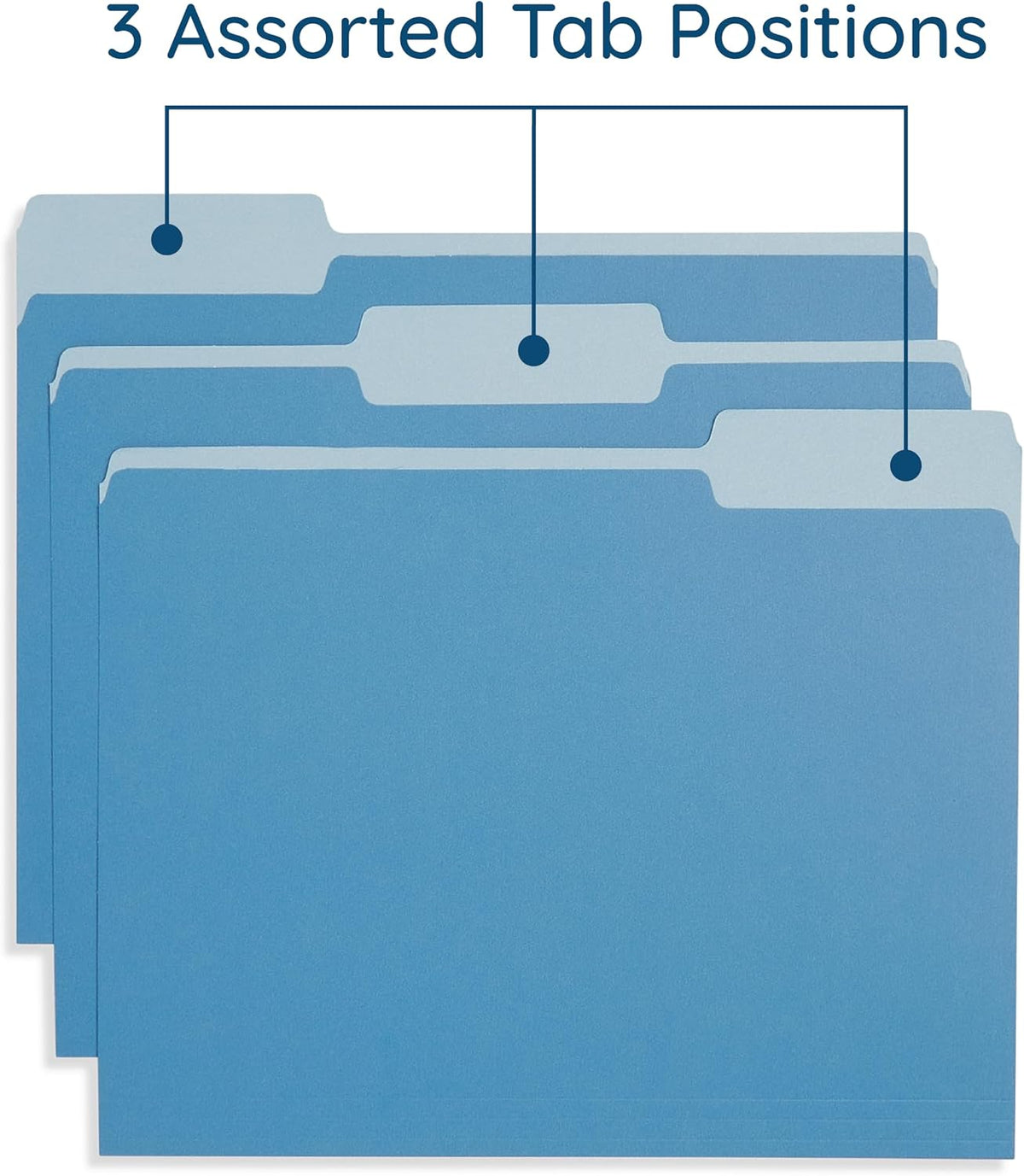 Blue Summit Supplies 100 File Folders, Letter Size, 1/3 Cut, Assorted