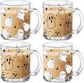 4 Pcs 12oz Halloween Ghosts Glass Coffee Mugs with Handle