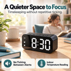 Alarm Clock Small Digital Desk for Bedrooms Bathroom Battery Operated Bedside Travel Powered Teens with Backup Simple Loud Nightstand Mini Large Display Table Desktop Office Shelf Seniors Portable LED