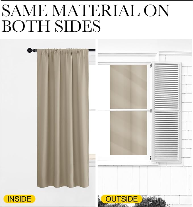 NICETOWN 2 Panels Blackout Curtains, Rod Pocket Thermal Insulated Drapes 84 - Image 3