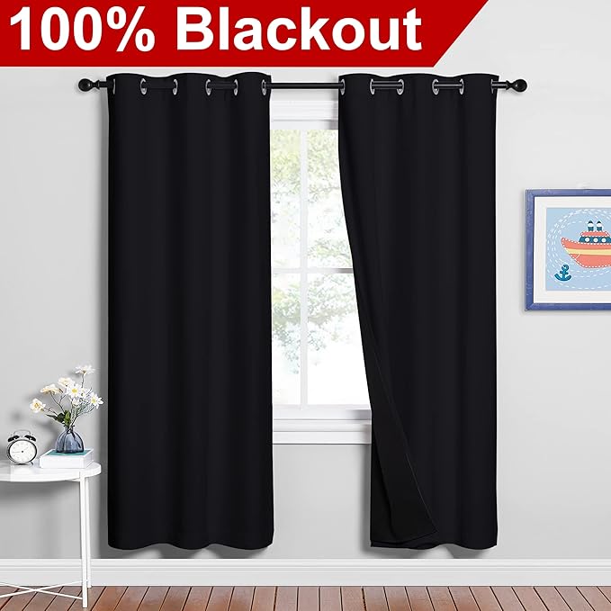 NICETOWN 100% Blackout Window Curtain Panels, Full Light Blocking Drapes - Image 2