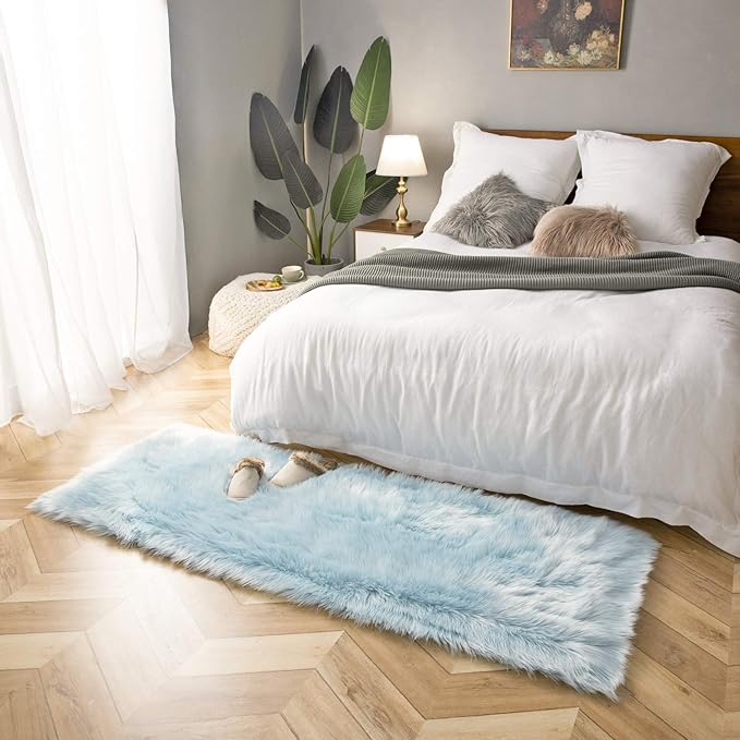 Ashler faux fur rug, Fluffy Shaggy Area Rug Ultra Soft 2.2 x 6 Feet Rectangle - Image 2