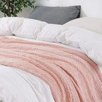 BOURINA Pink Throw Blanket 50x60 Inches Throw Textured Solid Soft Sofa Throw - Image 4