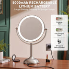 Auxmir 9" 5000mAh Magnifying Mirror with Light, 1X/30X Makeup Mirror