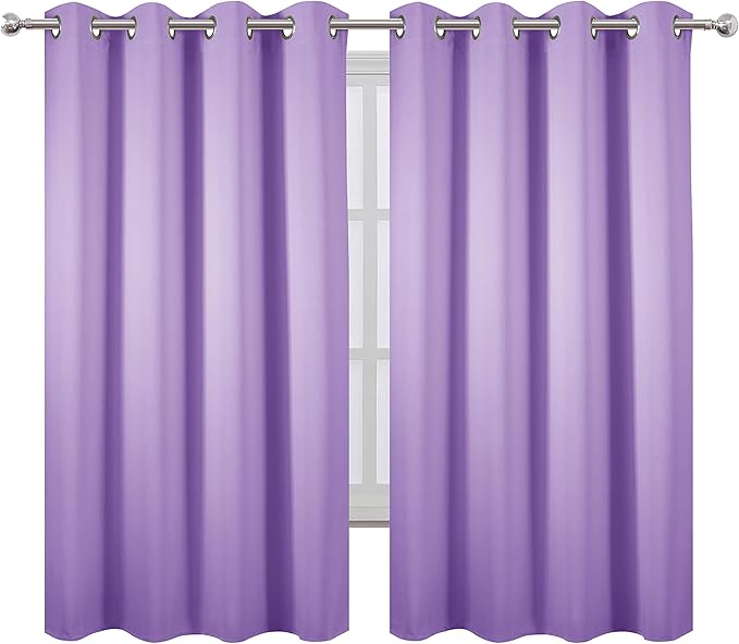 LEMOMO Lavender Blackout Curtains 66 x 63 Inch Length/Set of 2 Curtain - Image 2
