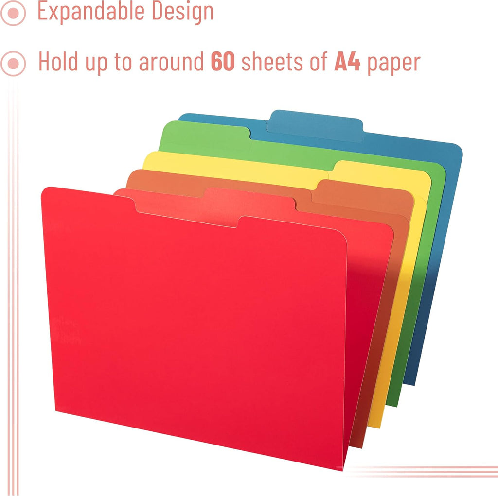 Mr. Pen- File Folders, 50 Pack, 1/3-Cut Tab, Vibrant Earthy Spectrum