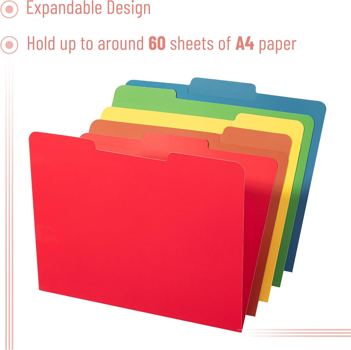 Mr. Pen- File Folders, 50 Pack, 1/3-Cut Tab, Vibrant Earthy Spectrum