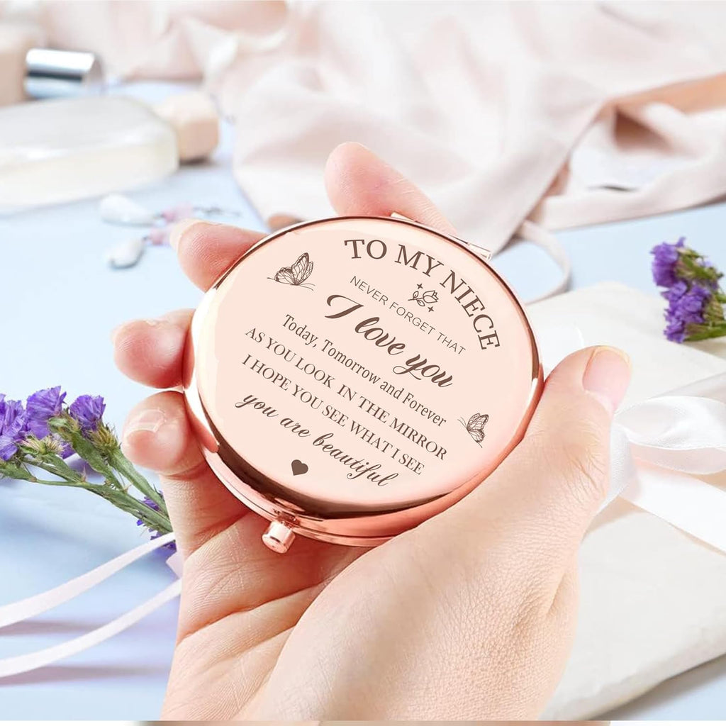 Niece Compact Mirror - Makeup Mirror Gifts for Niece from Aunt, Birthday & Christmas