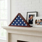 Americanflat Large Flag Display Case for Folded 5x9.5' Burial Flags - Engineered Wood Display Box for Wall or Tabletop - Silhouette Collection - Mahogany
