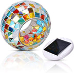 WSgift Color Changing Solar Powered Glass Mosaic Ball Led Garden Lights, Rechargeable Outdoor Waterproof Solar Night Lights Table Lamps for Decorations, Ideal Gifts