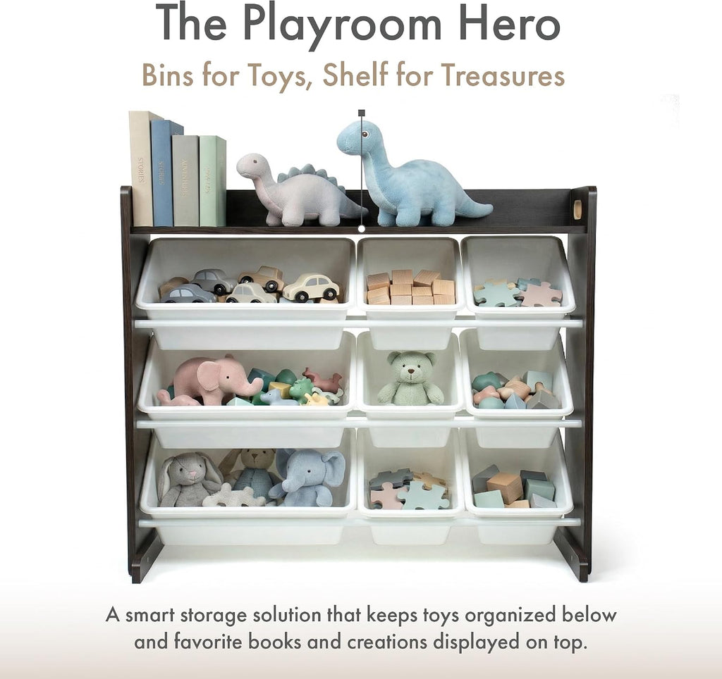 Humble Crew Kids Toy Organizer with Display Shelf, 9 Bins, 3 Tier Storage