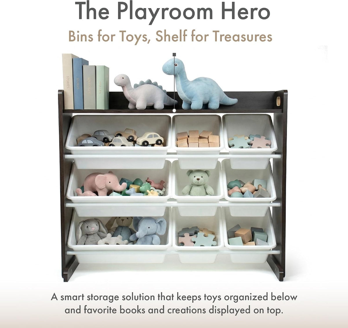Humble Crew Kids Toy Organizer with Display Shelf, 9 Bins, 3 Tier Storage