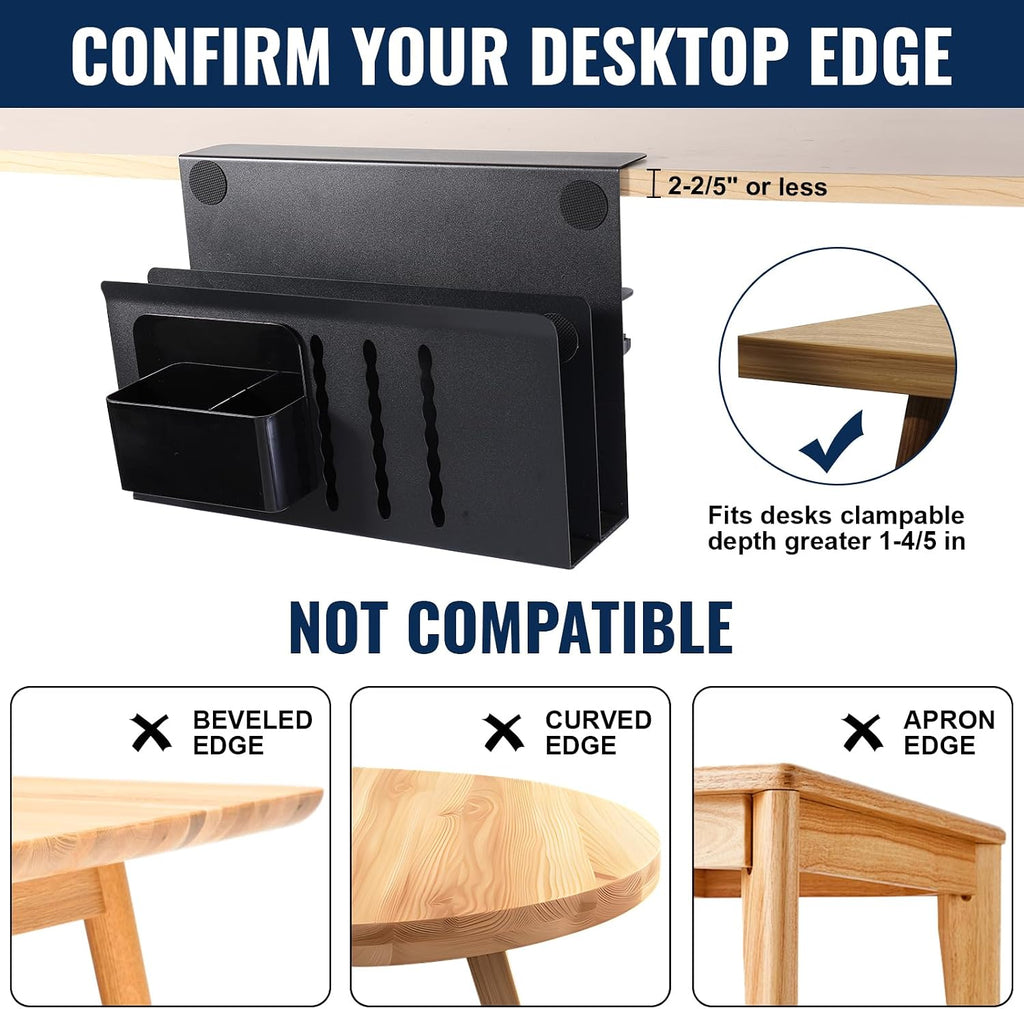 2 Tie Desk Side Storage Organizer,osseph Under Desk laptop holder