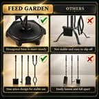 FEED GARDEN 5-Piece Fireplace Tools Set, 10mm Solid Wrought Iron, 10 lb
