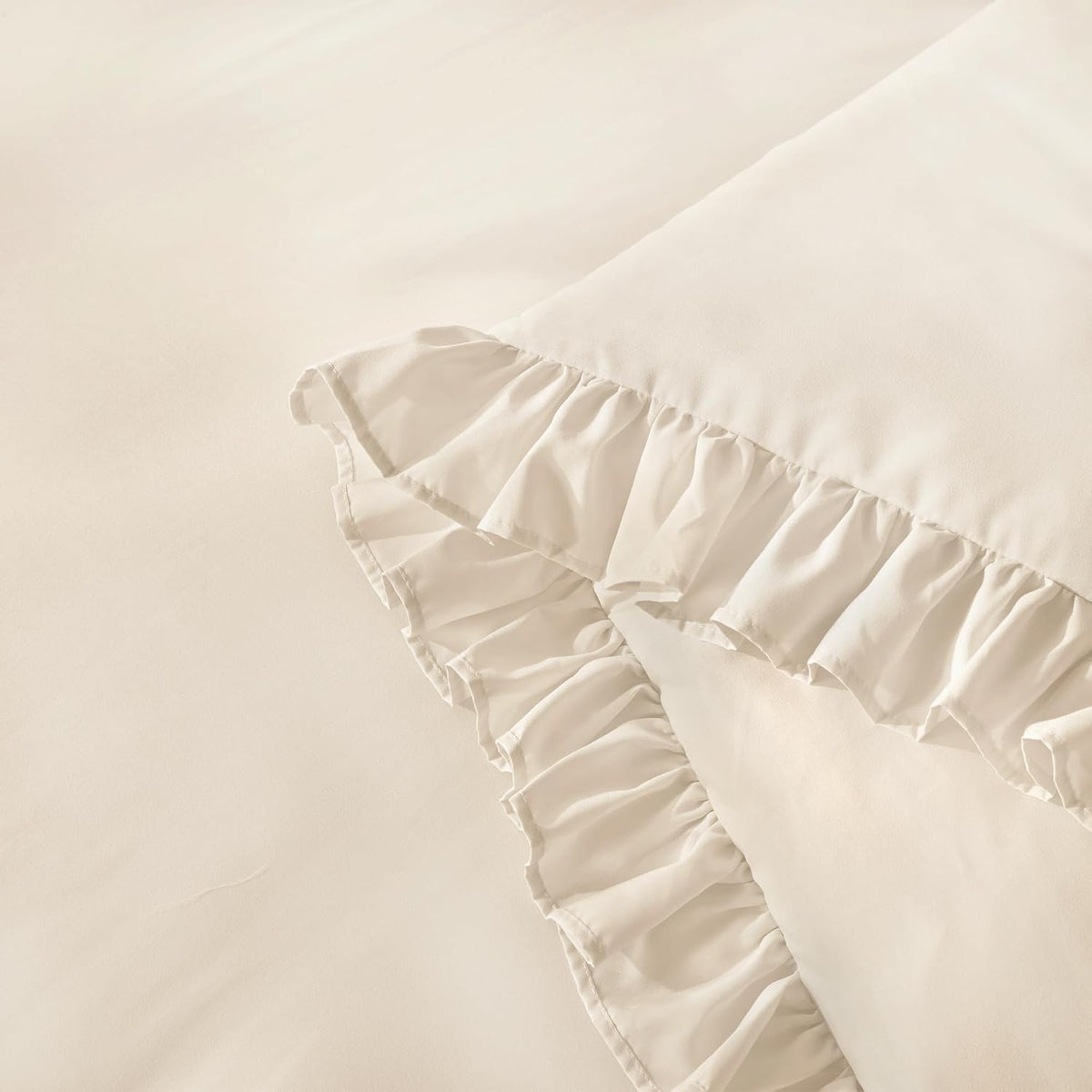 Andency Beige Queen Comforter Set, 3 Pieces Farmhouse Shabby Chic Bedding