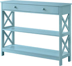 Convenience Concepts Oxford 1-Drawer Console Table 39.5" - Farmhouse Sofa Display with Storage Shelf For Living, Family, & Dining Room, Modern Entryway Hall Table for Kitchen, Bedroom, Sea Foam Blue
