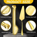 12 Pcs Gold Serving Utensils Set Include Stainless Steel Large Serving Spoons Slotted Spoons Forks Soup Ladle Pie Server - Metal Utensils for Parties Buffet Catering, Dishwasher Safe