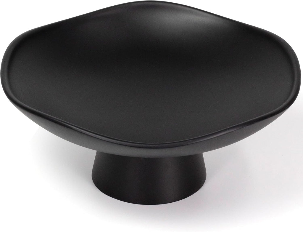 Resin Pedestal Bowl, Wavy Decorative Bowl for Table Decor, Black