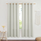 NICETOWN Linen Textured Gray Curtains 72 inches Long, Grommet Bedroom Curtains by NICETOWN