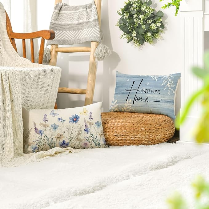 AVOIN colorlife Spring Saying Flowers Butterfly Bird Throw Pillow Covers - Image 5