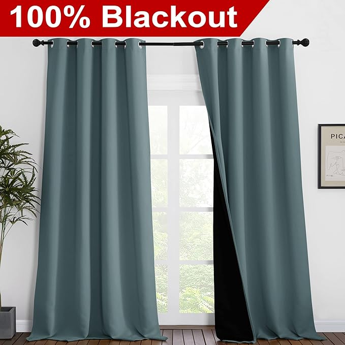 NICETOWN Full Shading Curtains 96 inches Long 2 Panels Set - Image 2