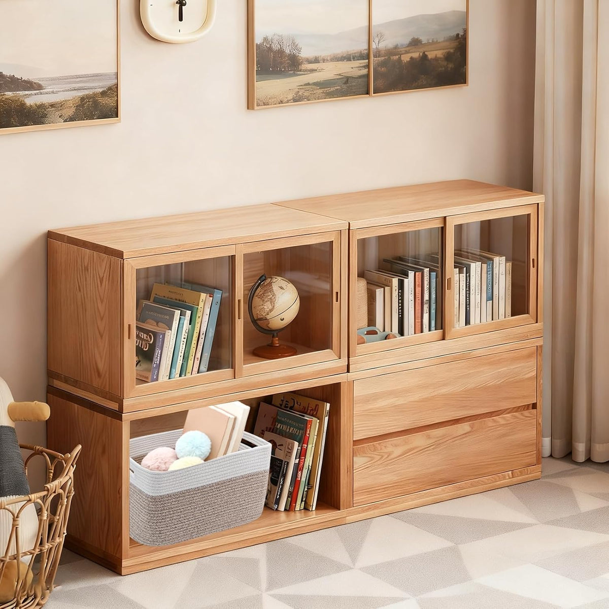 3 Pack Woven Baskets,Storage Baskets for Shelves with Handles