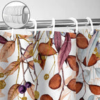 Fall Pumpkin Leaves Shower Curtain, Cute Autumn Harvest Thanksgiving Yellow Boho Watercolor Eucalyptus Leaves Fabric Shower Curtains Set for Bathroom Decorative with Hooks 72 X 72 Inch Bath Decor