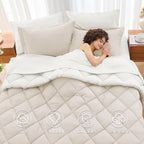 MUXHOMO Queen Comforter Set 7 Pieces, Reversible Bed in a Bag, Beige/White