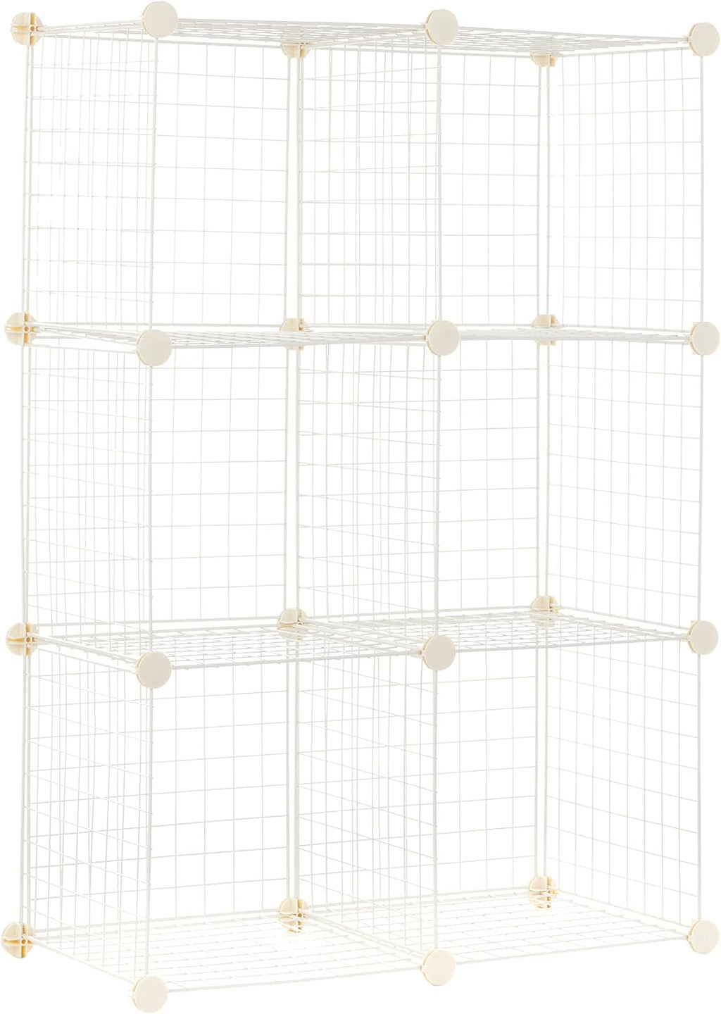 Amazon Basics 6 Cube Wire Grid Storage Organizer, Stackable Cubes, Cubby Bookcase, Display Shelf, 14" D x 14" W x 14" H, Black