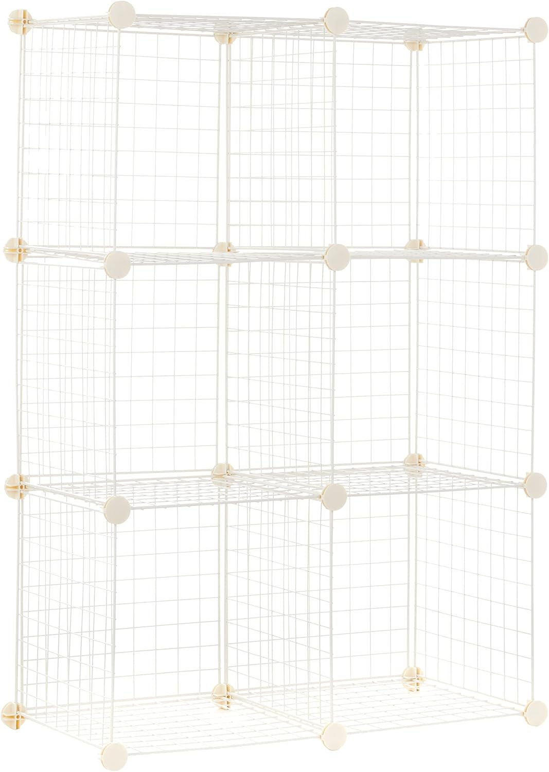 Amazon Basics 6 Cube Wire Grid Storage Organizer, Stackable Cubes, Cubby Bookcase, Display Shelf, 14" D x 14" W x 14" H, Black