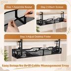 98 Pcs Under Desk Cable Management, 25" No Drill Cable Management
