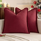 MIULEE Decorative Throw Pillow Covers Neutral Linen Fringe Throw Pillows Euro - Image 8