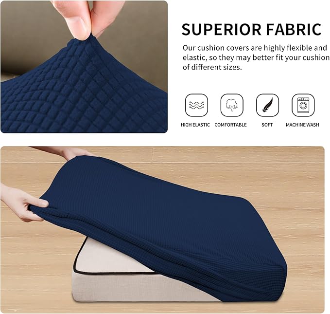 Easy-Going Stretch 4 Pieces Couch Cushion Covers - Image 4