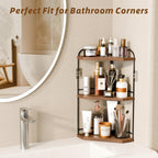Corner Bathroom Counter Organizer, 3-Tier Wood Countertop Organizer