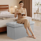 Sweetcrispy 30 Inch Folding Storage Ottoman Bench, Ottoman with Storage