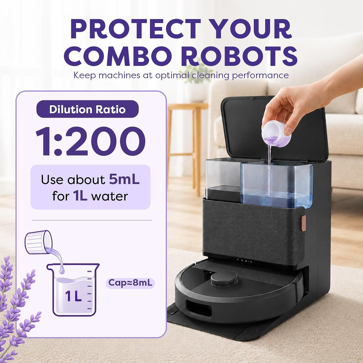82 FL OZ Lavender Floor Cleaning Solution Compatible with iRobot Roomba