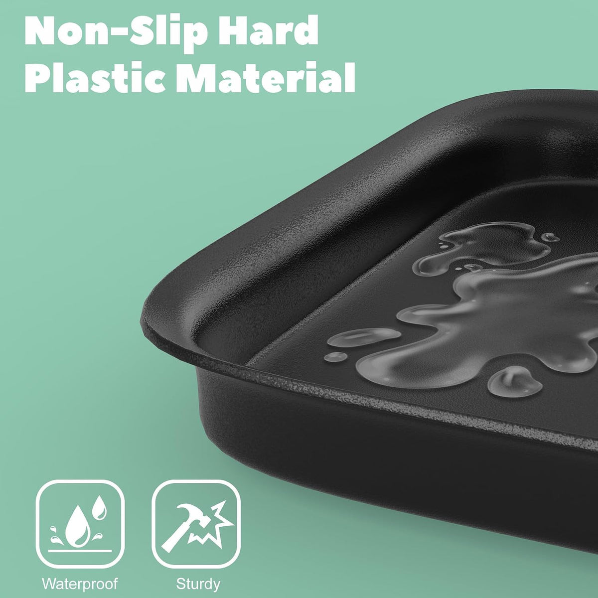 Dehumidifier Drip Pan with Raised Edge, Hard Plastic 13'' x 9''x 2'' Non-Slip Waterproof Drain Pan for Dehumidifiers, Drain Tray Catch & Prevent Water Leak, Protect Floor, Black