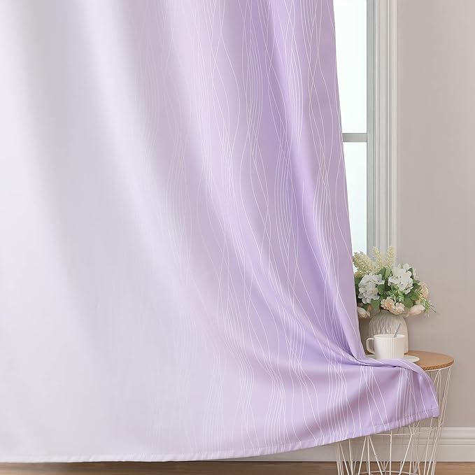 Estelar Textiler Lilac and Greyish White Ombre Blackout Curtains 72 Inches - Image 6