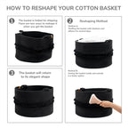 CherryNow 90L Large Woven Rope Blanket Basket with Tassel, 22" x 14", Black