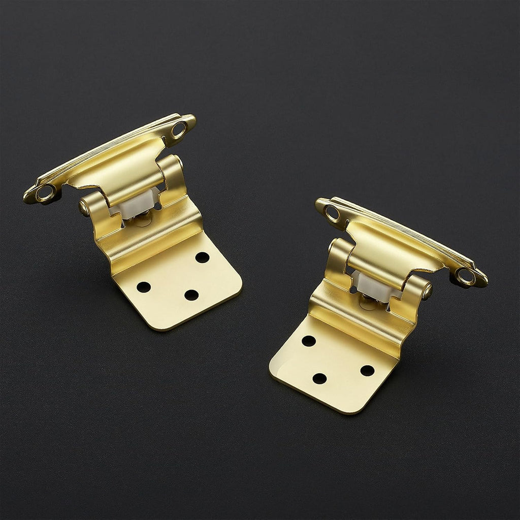 60 Pack 30 Pairs Gold Self-Close Cabinet Hinges, 3/8 Inch Inset
