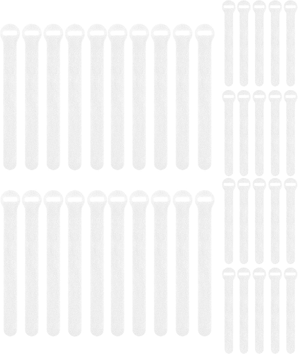 Self-Gripping Cable Ties by Wrap-It Storage - Assorted 40 Pack White
