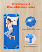 VEVOR Stackable Kiddie Cot, Pack of 4, Portable Toddler Nap Cots, Standard Size 52" L x 23" W Daycare Cots for Kids, Preschool Classroom Daycare Beds for Sleeping, Resting, Naptime, Blue