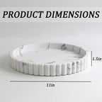 Round Decorative Tray for Coffee Table Decor, Tray Decor 11" Marble White