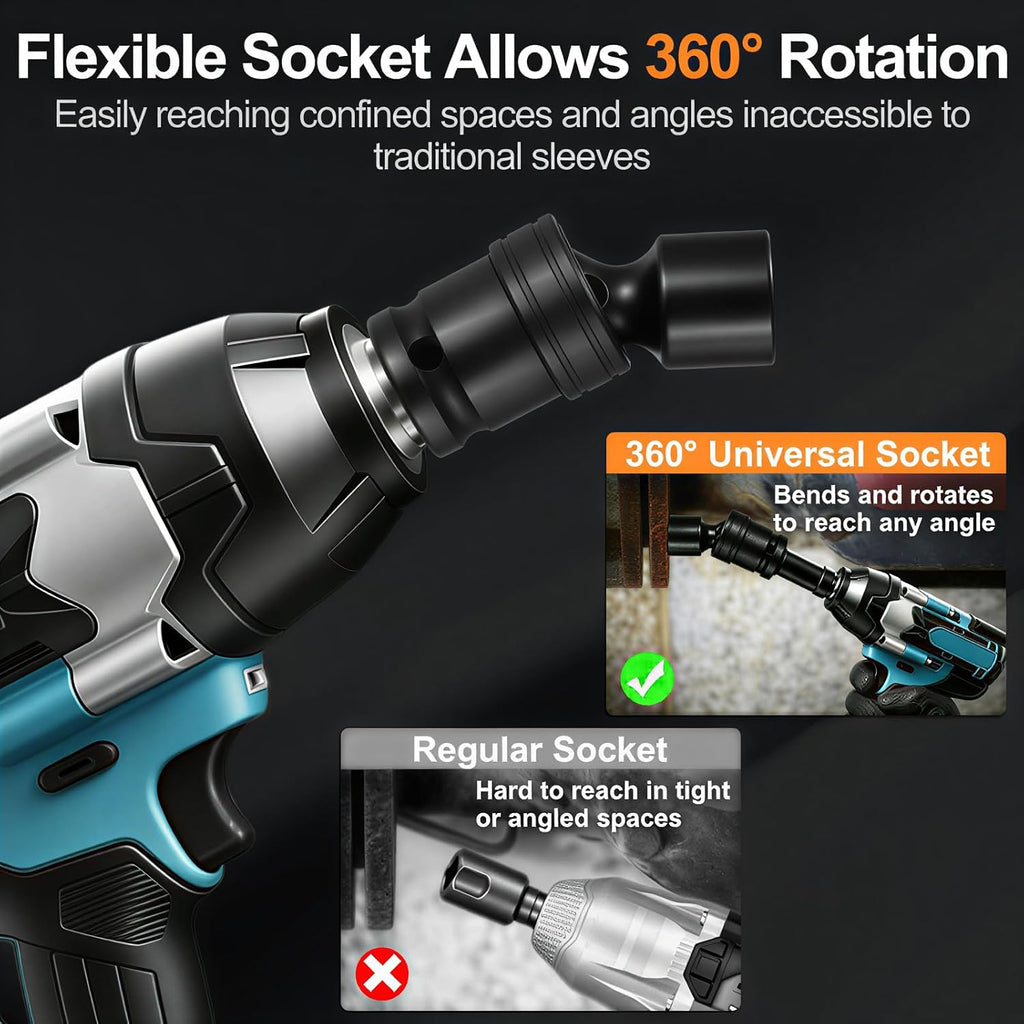 3/8" Drive Impact Swivel Socket 17mm Universal Joint Socket
