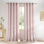 NICETOWN Thick Linen Blush Pink Curtains 2 Panels by NICETOWN