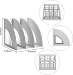 A4 File Holder, Magazine Organizer, Desk Organizer, Compartments, Bookcase, Document Divider, Paper Box, Bookends, Shelves (Grey, 3'